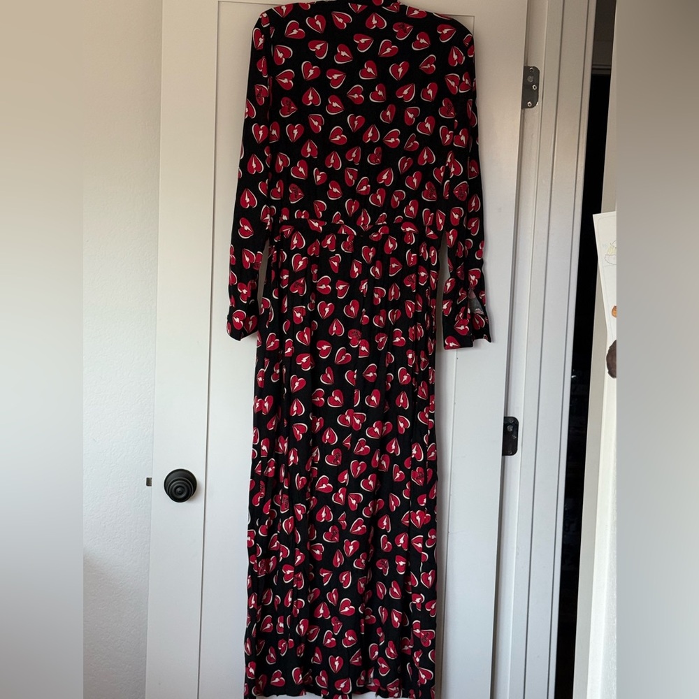 Moschino Black and Red Heart Long Sleeve Maxi Dress US size 8 - Picture 3 of 6